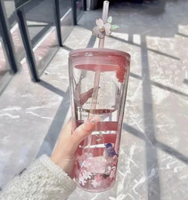 HOT Starbucks China Cherry Blossom Tumbler Pink Sakura 20OZ Glass Straw Cup
