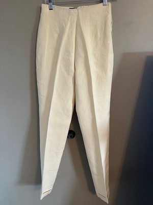 VTG Ralph Lauren Blue Label 100% Linen Lined Trouser Pants Women s SZ 4 Ivory