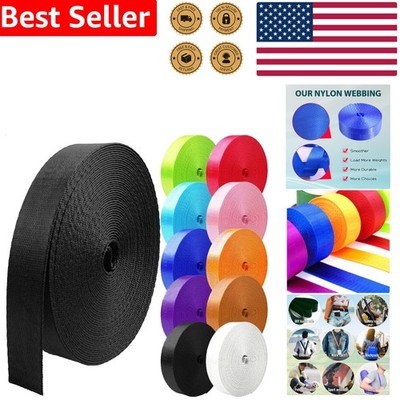 Heavy Duty Nylon Webbing Belt 3.3 Yards Long, Black, Perfect for DIY Projects
