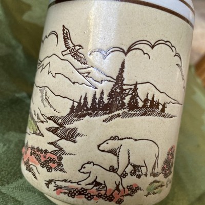 Vintage Ace Alaska Bear Cabin Eagle Coffee Tea Mug Cup 1983 Ceramic