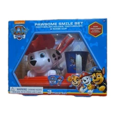 Nickelodeon Paw Patrol Smile 3 Piece Set Toothbrush Rinse Cup & Holder New 3+