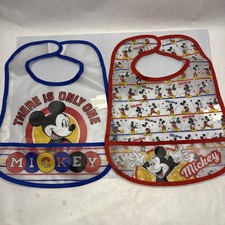 Disney Baby Mickey Mouse 2-Pack Crumb Catcher Bibs With Adjustable Neck Closure