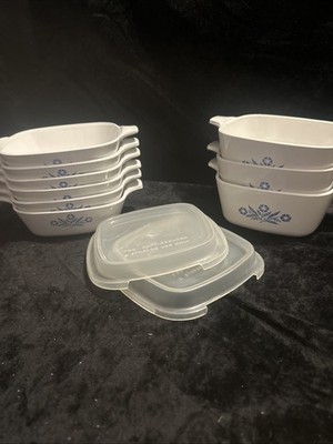 Corelle Cornflower P41 and P43 Blue and White Casseroles 11 Pieces Vintage