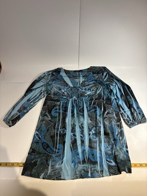 apartment Nine Women s Blouse Size Medium Blue Multi Patterned