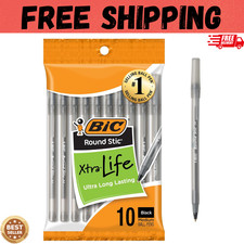 Pack of 10 Ballpoint Pen - Black Ink Ball Point Pens for Office Writing School