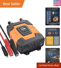 750W Power Inverter 4.8A Dual USB Ports 2 AC Outlets Car Inverter DC 12V to A...