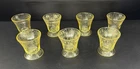 Hazel Atlas Florentine Poppy Footed Juice Tumbler Yellow Depression Glass Set 7