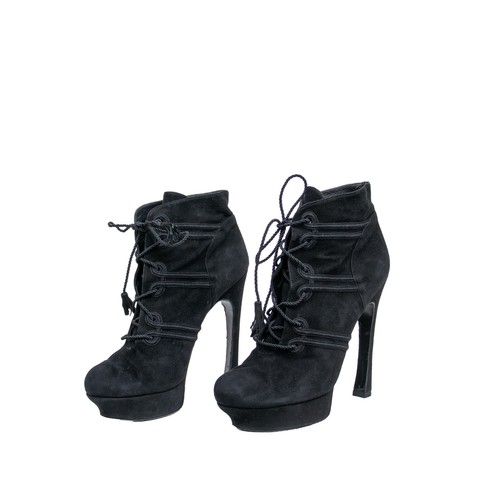 Yves Saint Laurent Palais Passementerie Platform Boots Black Suede EU 42 YSL