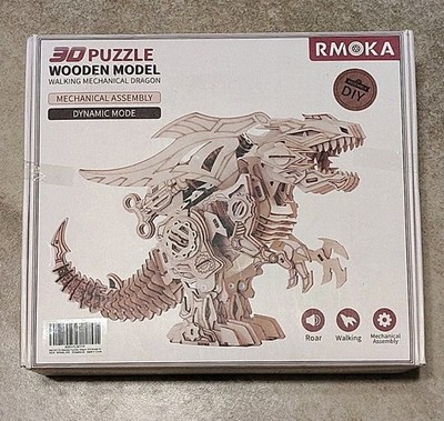 RMOKA 3D Puzzle Wooden Model Mechanical Assembly Walking Mechanical Dragon Inbox