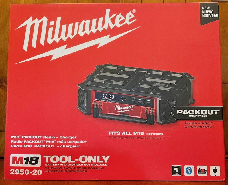 Milwaukee 2950-20 M18 Packout Radio + Charger Tool Only Jobsite Sound System NEW