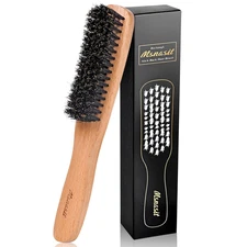 Boar Bristle Slick Back Hair Brush for Hair Smoothining, Middle Softness Wooden