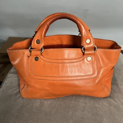 Authentic CELINE Boogie Bag Orange Grained Leather Tote Handbag Y2K Vintage - Image 1 of 4