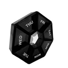 Black Daily Pill Case 7 Day Travel Pill Organizer with 1 Time a Day Compartments