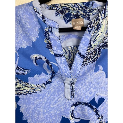 Camicetta Boho floreale Chico's donna taglia media blu ufficio carriera vacanze - Foto 9 di 11