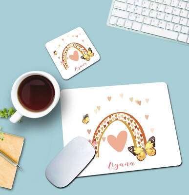 Geschenk für Lehrerin Tochter Nichte Schwester personalisiert Maus Matte Karte & Untersetzer Set
