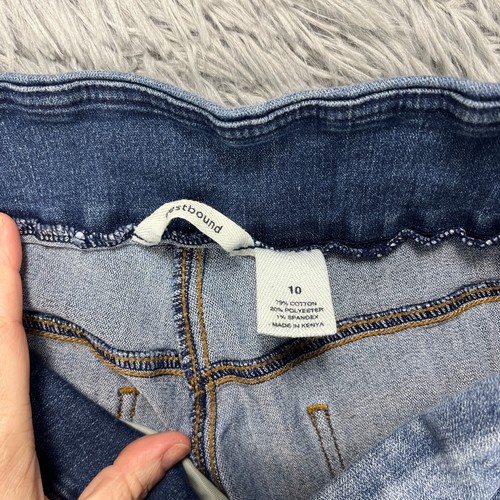 Westbound Pull On Jeans Womens 10 Denim Distressed Patchwork Hippie Boho Stretch - Picture 4 of 12