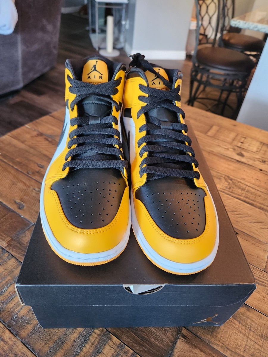 靴 NIKE AIR JORDAN1 Mid Taxi Kid's Air Jordan 1 Mid Shoes - Taxi Yellow / Black / White