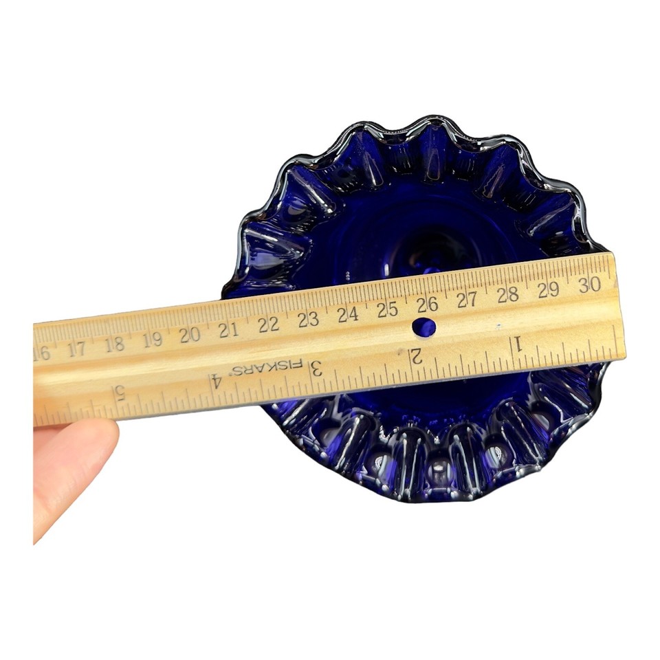 Vintage Fenton Cobalt Blue Glass Bell Figurine Ruffled Bottom Large