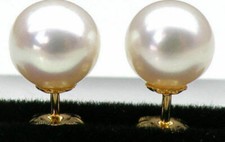 AAA 7-6 MM GRADE PERFECT WHITE AKOYA PEARLS EARRING 14K SOLID GOLD