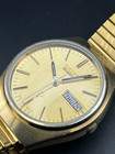 🍀 Vintage Seiko SQ 7546-8450 Gold New Dome Glass, Battery, Bracelet. Men's