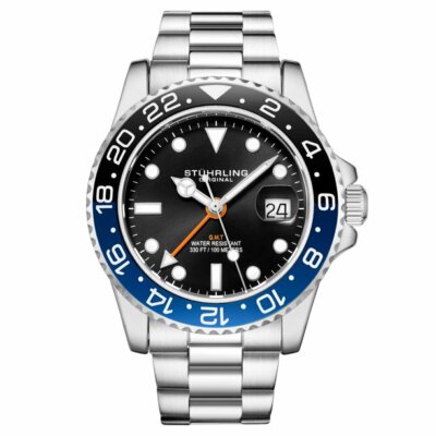 Mens Wrist Watch Timepiece Stainless Steel Swimming Quartz Movement Time Hour