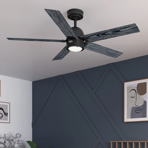 Hunter 52 inch Erling ENERGY STAR® Matte Black Ceiling Fan, Light Kit, Remote - Picture 2 of 16
