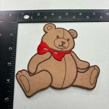 RED BOW TIE ON A TOY BEAR Themed Patch 39E2