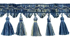 Scalloped Tassel Fringe Trim, Style# VTF035, Color# VNT24 - Polar Blue [5 Yards]