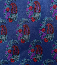 Skinny Blue Red Purple Floral Paisley Silk Tie