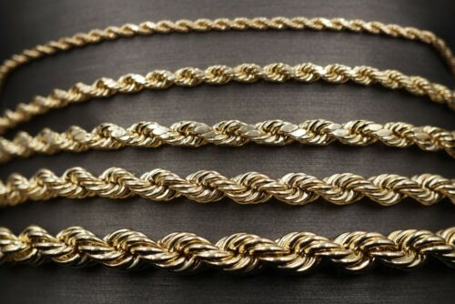 10K Yellow Gold Hollow Light Weight 2MM - 8 MM Rope Bracelet. - Picture 4 of 19