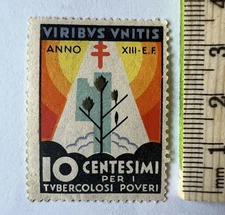 RARE ITALY VIRIBUS UNITIS TUBERCULOSIS CINDERELLA CHRISTMAS SEAL POSTER STAMP