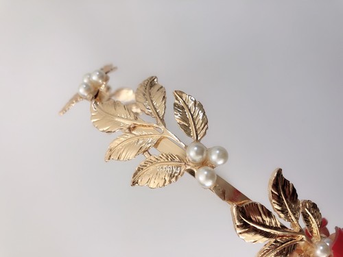 Women Girl Light Gold Color boho Leaf Pearl Party Hair head band Headband hoop - Picture 11 of 12