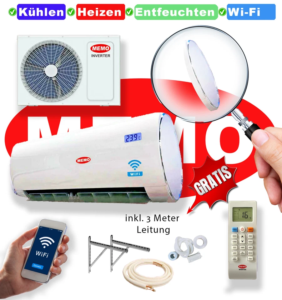 Split Klimaanlage Inverter 12000 BTU Klimagerät R32 3,5 kW A++ Wi-Fi 3m Leitung - Bild 4 von 4