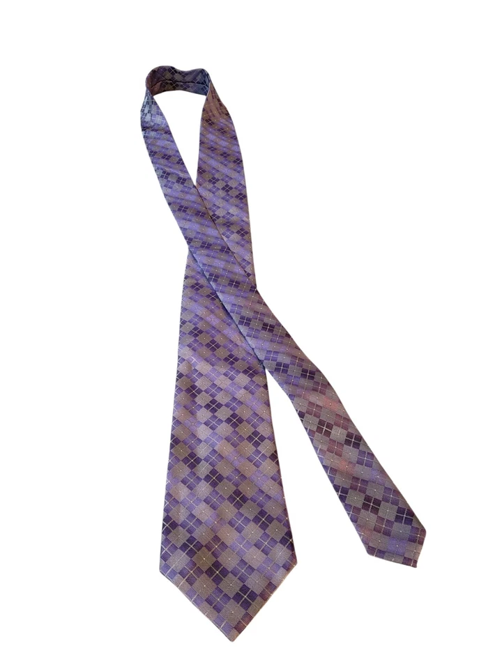 John Bartlett Statements 领带男式设计师豪华紫色灰色几何图案 — 第 3/4 张图片