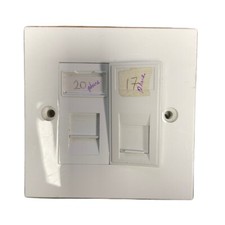 Ethernet Wall Socket with 2 Cat5 Ports & Plastic Conduit Back Box - Used