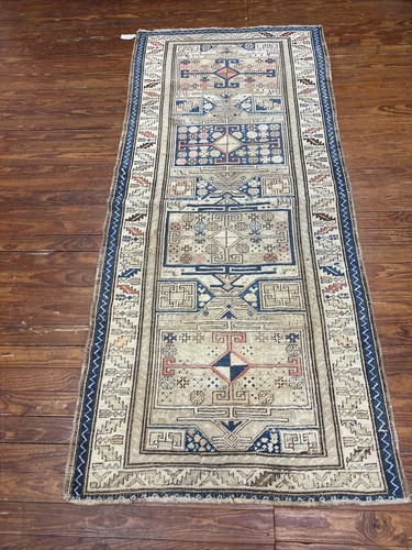 Antique Caucasian Runner Rug 1940s 3’6”x8’ (242) READ NOTES