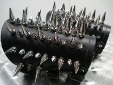LEATHER MIXED SPIKED SINGLE GAUNTLET ...DEATH GRIND (MDLG0003) ...DYING FETUS
