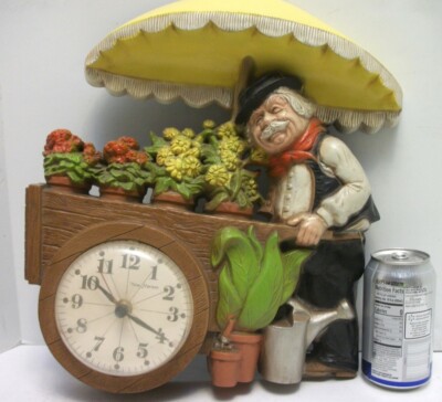 MCM Burwood French Flower Cart CLOCK #2044  RUNS GREAT 1977