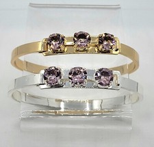 m/w Swarovski Crystal Light Amethyst Stones Plated Bangle Bracelet; Violet
