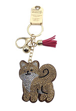 Crystal Avenue Cat Kitty Rhinestone Key Chain Handbag Backpack Dangle Charm New
