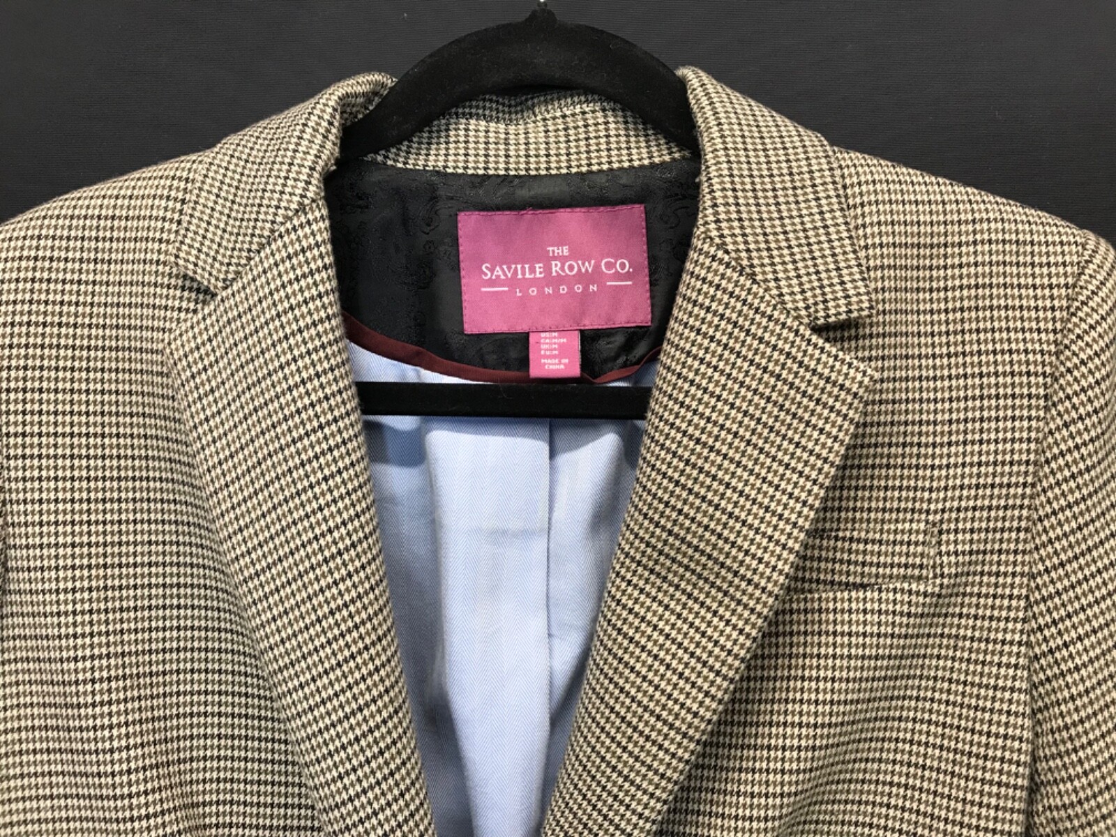 FILA Blazer Savile Row Co pied de poule donna taglia M toppe gomito giacca preppy