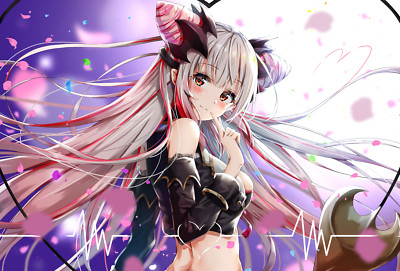Anime girls portrait digital art artwork long hair red Play Gaming Mat Desk