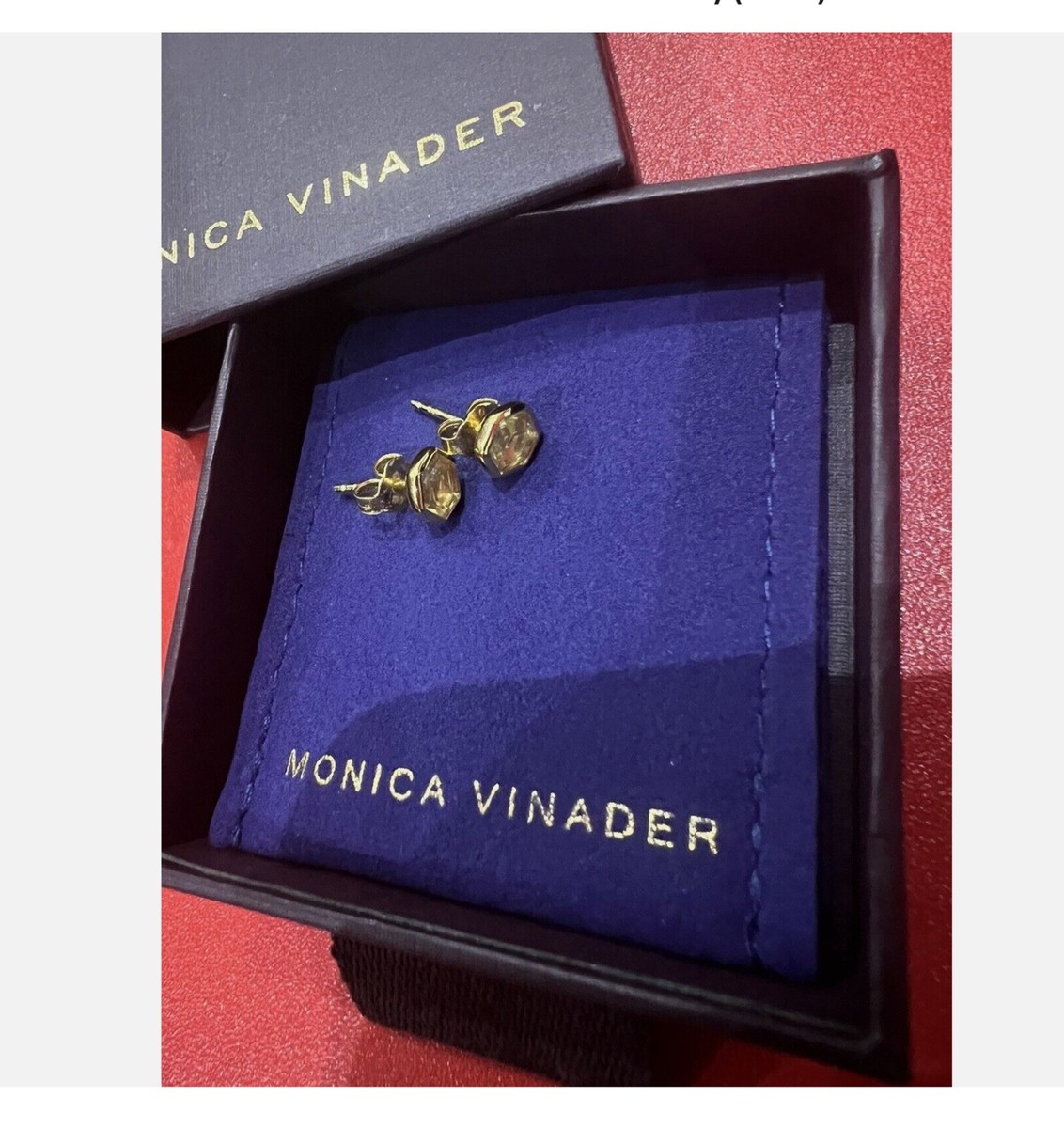 Monica Vinader Kate Young Gold Plated Gemstone Stud Earrings Brand