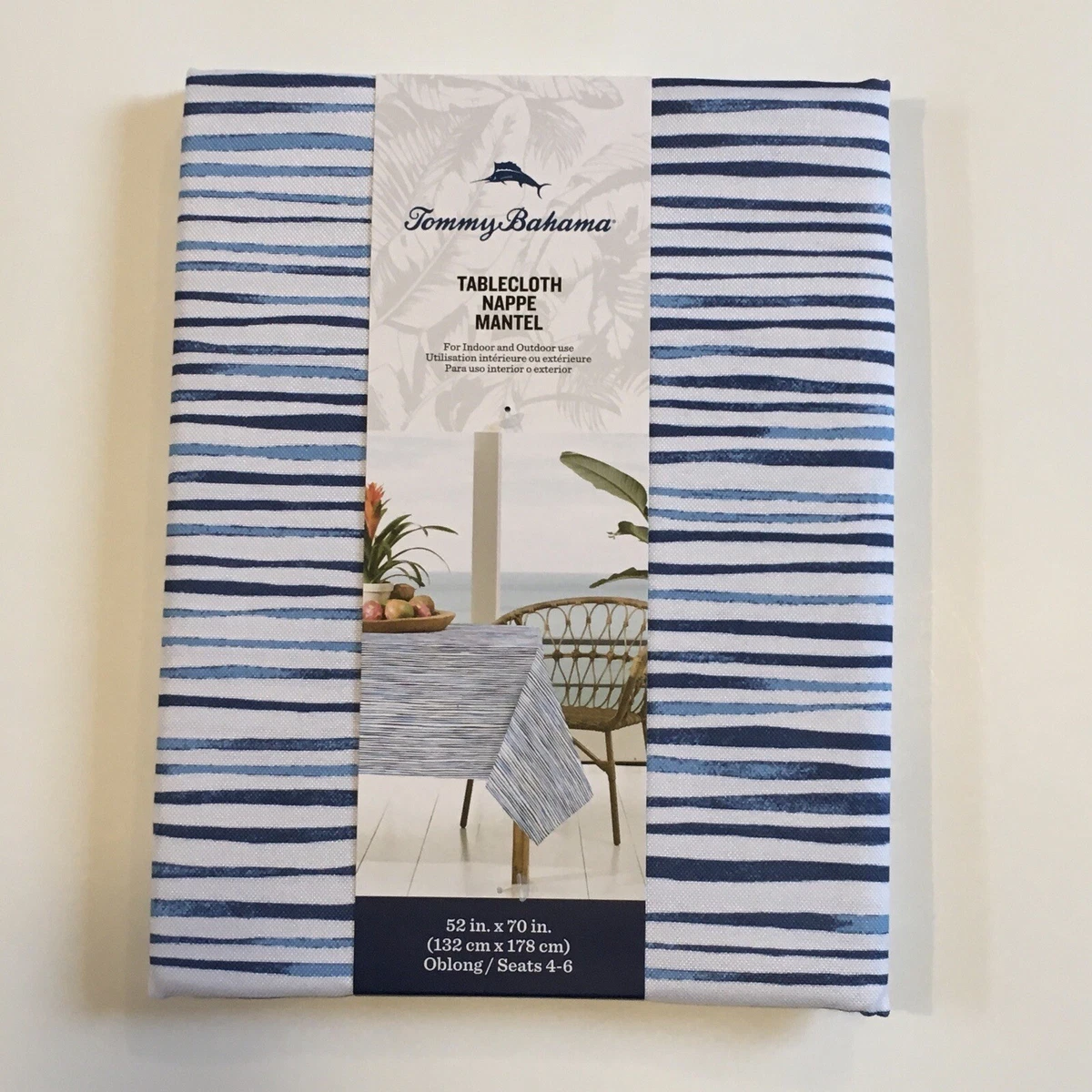 NEW Tommy Bahama Tablecloth Oblong Indoor Polyester 52 x 70 Seats