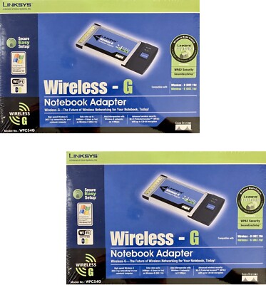 2x Linksys WPC54G Wireless-G PCMCIA Adapter for Laptop Notebook Wifi Card NEW