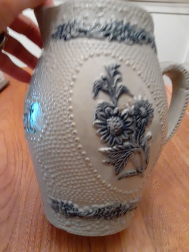 Antique Whites' Utica Stoneware Prosit Pitcher 8.75" T - Picture 9 of 10