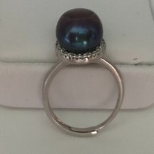 Dazzling 10mm Tahitian Pearl Halo Ring