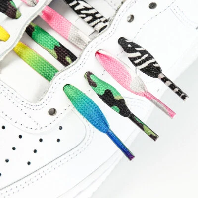 UK 2 Paar Tarnmuster Flache Schnürsenkel Deko für Sneaker DIY 200cm 80cm 140cm - Bild 1 von 4