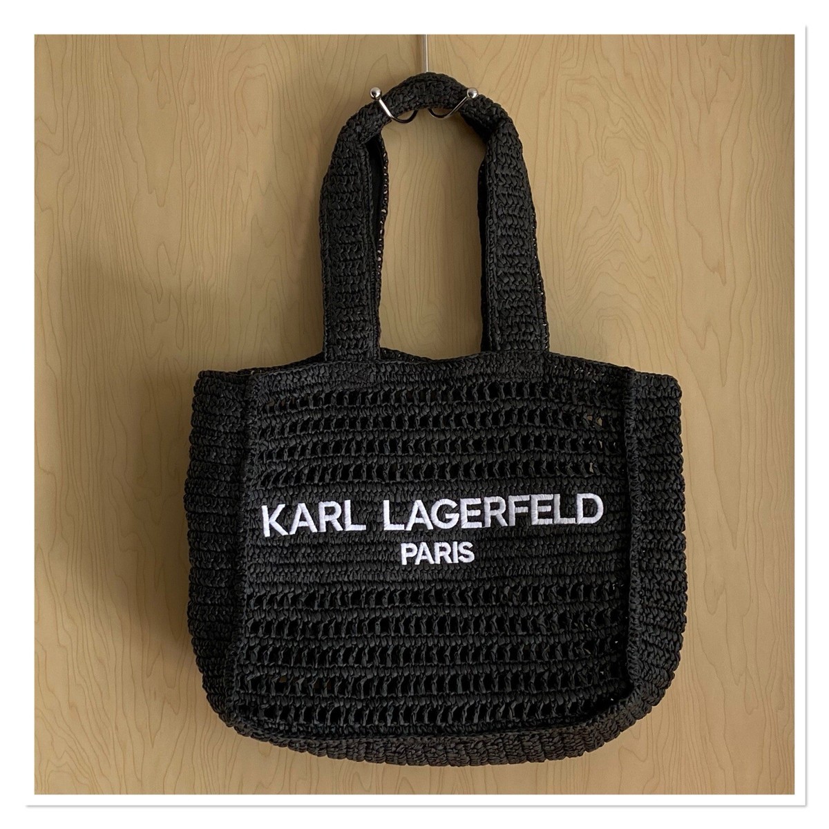 KARL LAGERFELD Antibes Straw Tote Black Size L | eBay