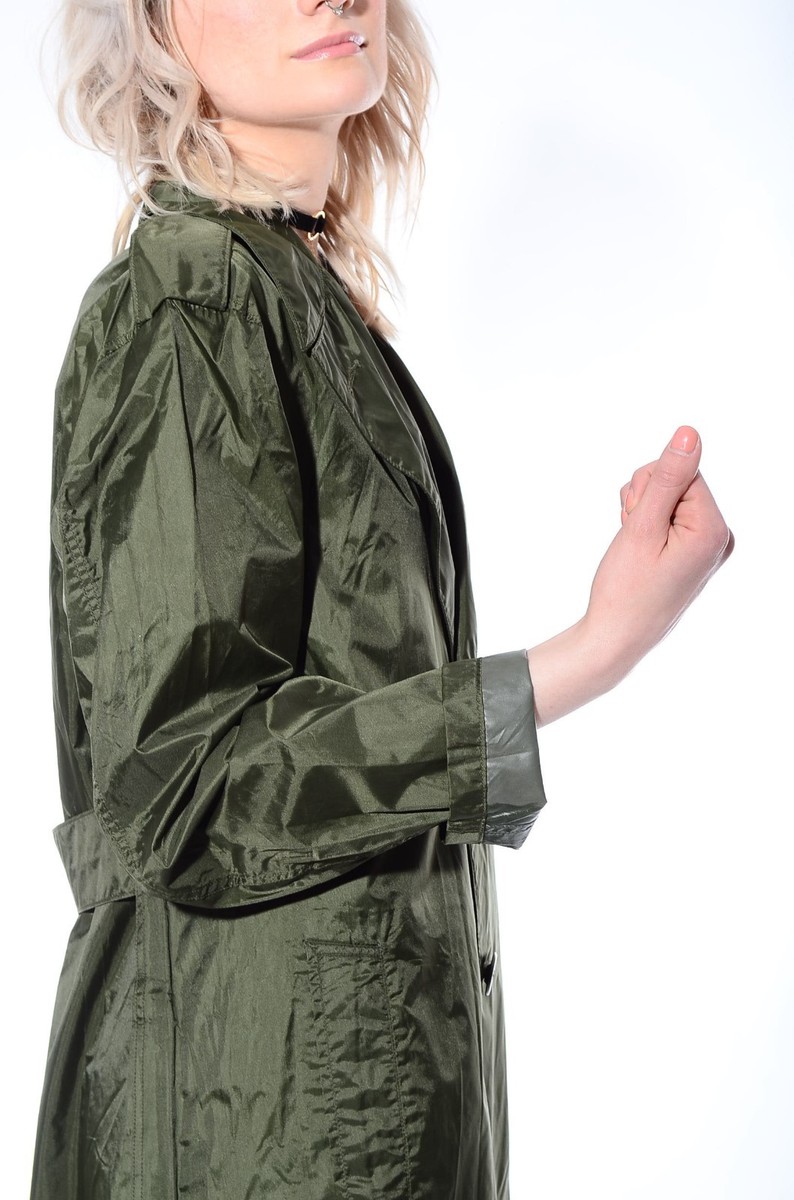 Vtg 70s Army Military Rubber Coated Raincoat Trench Coat